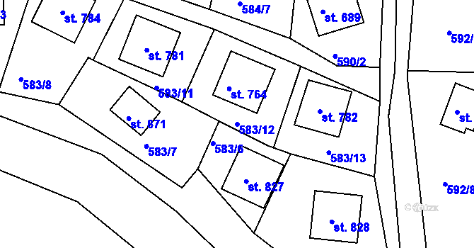 Parcela st. 583/12 v KÚ Sýkořice, Katastrální mapa