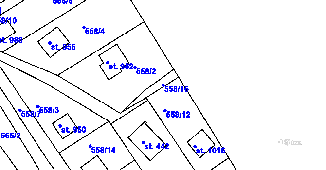 Parcela st. 558/16 v KÚ Sýkořice, Katastrální mapa