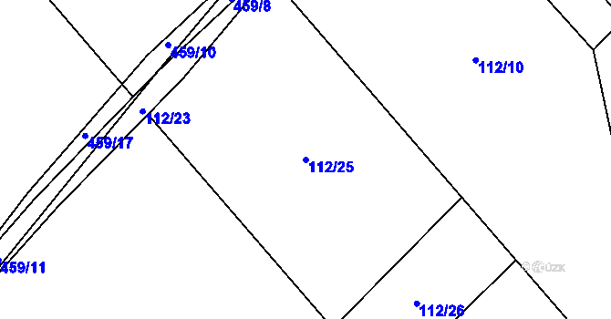 Parcela st. 112/25 v KÚ Sýkořice, Katastrální mapa