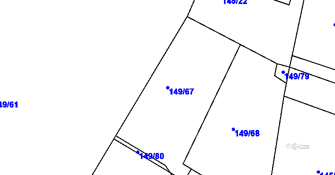 Parcela st. 149/67 v KÚ Sýkořice, Katastrální mapa