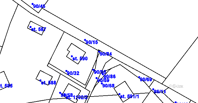 Parcela st. 90/84 v KÚ Sýkořice, Katastrální mapa