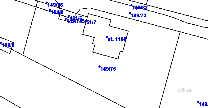Parcela st. 149/75 v KÚ Sýkořice, Katastrální mapa
