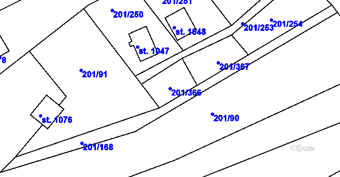 Parcela st. 201/366 v KÚ Sýkořice, Katastrální mapa