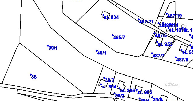 Parcela st. 40/1 v KÚ Sýkořice, Katastrální mapa