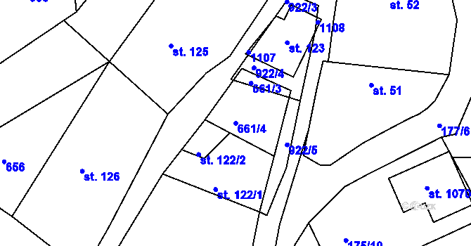 Parcela st. 661/4 v KÚ Sýkořice, Katastrální mapa
