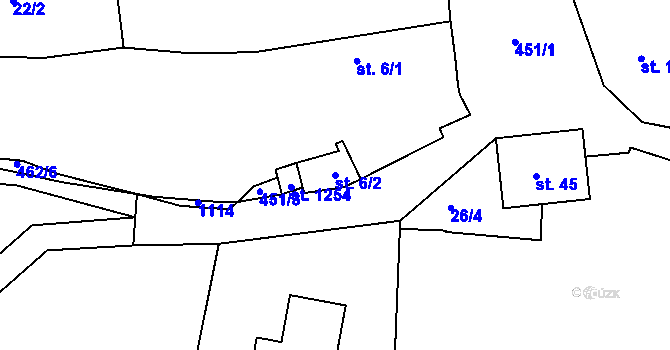 Parcela st. 6/2 v KÚ Sýkořice, Katastrální mapa