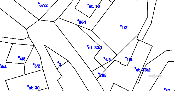 Parcela st. 33/1 v KÚ Synalov, Katastrální mapa