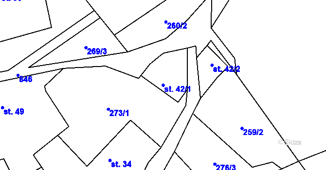 Parcela st. 42/1 v KÚ Synalov, Katastrální mapa