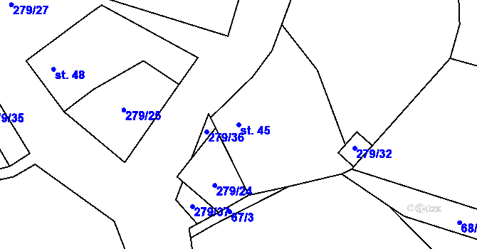 Parcela st. 45 v KÚ Synalov, Katastrální mapa