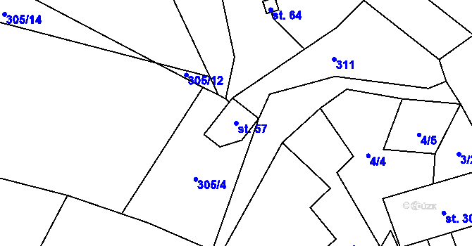 Parcela st. 57 v KÚ Synalov, Katastrální mapa
