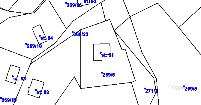 Parcela st. 81 v KÚ Synalov, Katastrální mapa