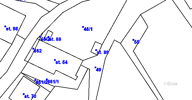 Parcela st. 89 v KÚ Synalov, Katastrální mapa