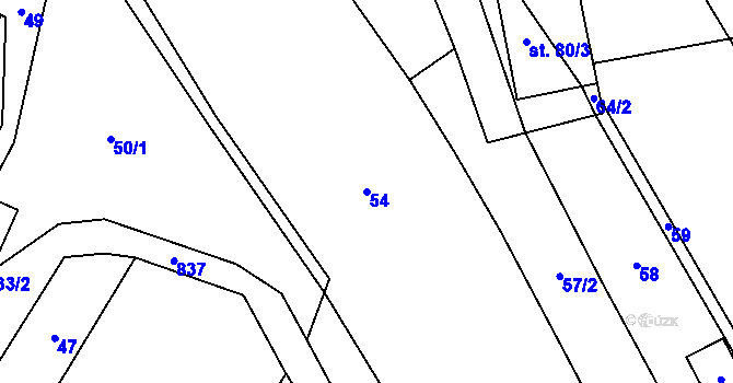 Parcela st. 54 v KÚ Synalov, Katastrální mapa