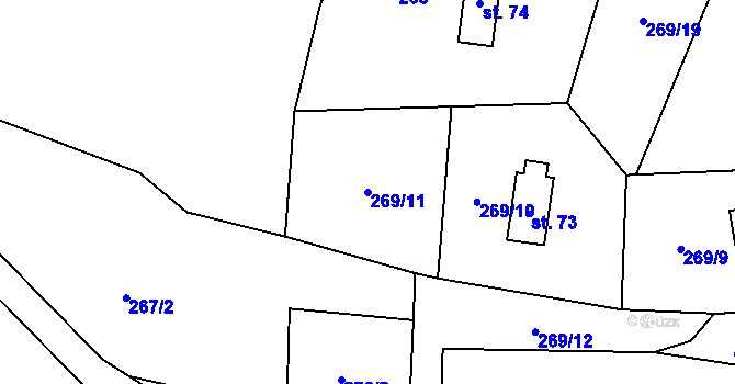 Parcela st. 269/11 v KÚ Synalov, Katastrální mapa