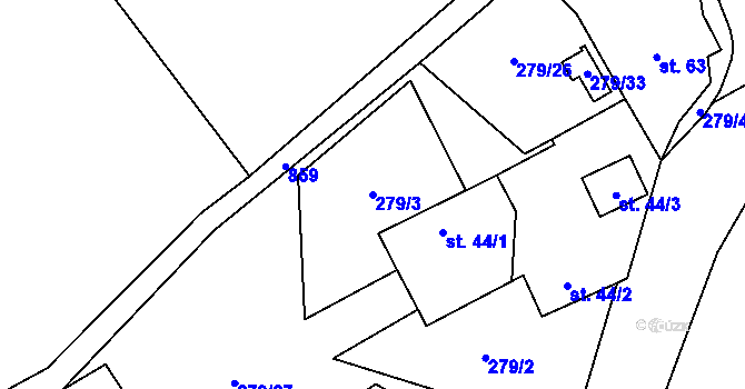 Parcela st. 279/3 v KÚ Synalov, Katastrální mapa