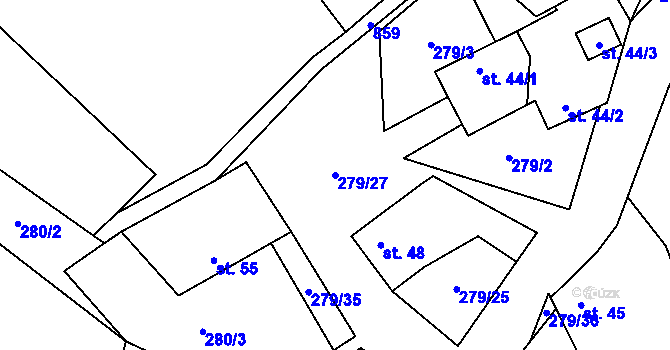 Parcela st. 279/27 v KÚ Synalov, Katastrální mapa