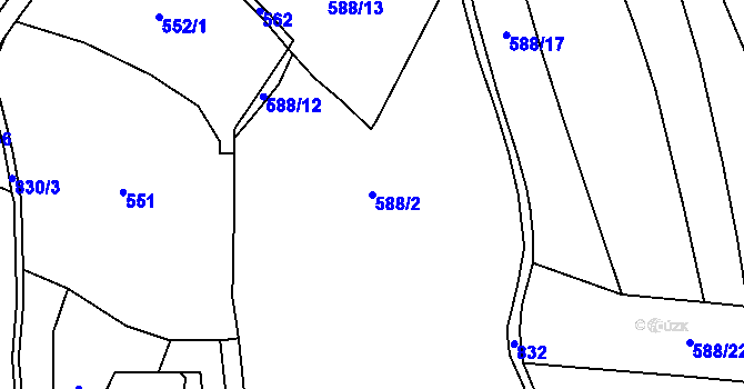 Parcela st. 588/2 v KÚ Synalov, Katastrální mapa