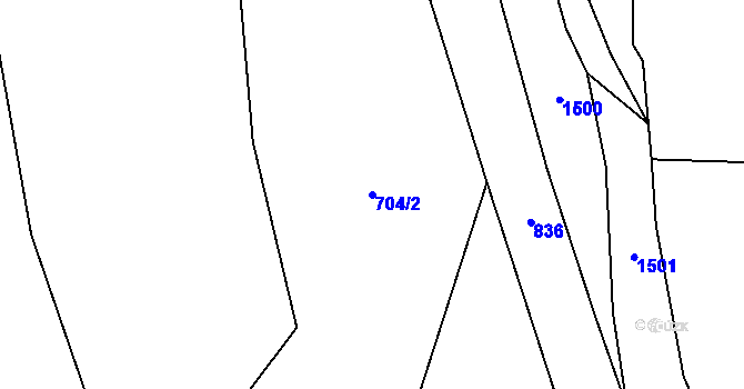 Parcela st. 704/2 v KÚ Synalov, Katastrální mapa