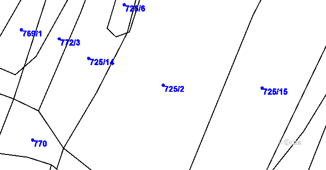 Parcela st. 725/2 v KÚ Synalov, Katastrální mapa