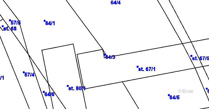 Parcela st. 64/3 v KÚ Synalov, Katastrální mapa