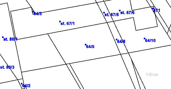 Parcela st. 64/5 v KÚ Synalov, Katastrální mapa
