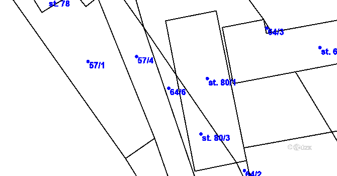 Parcela st. 64/6 v KÚ Synalov, Katastrální mapa
