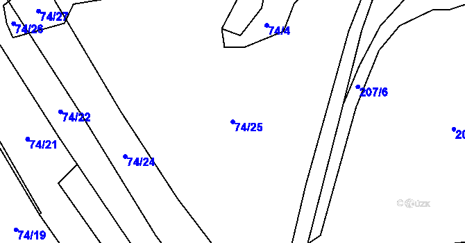 Parcela st. 74/25 v KÚ Synalov, Katastrální mapa