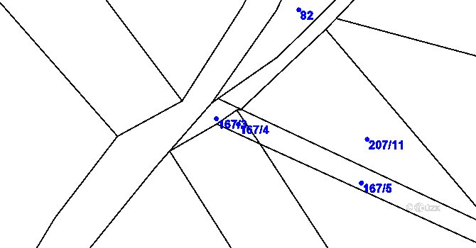 Parcela st. 167/4 v KÚ Synalov, Katastrální mapa