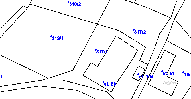 Parcela st. 317/1 v KÚ Synalov, Katastrální mapa