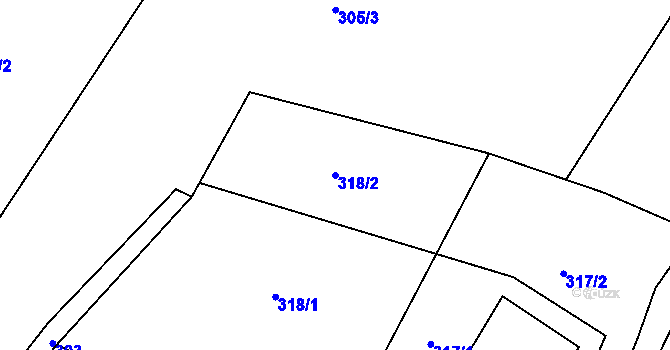 Parcela st. 318/2 v KÚ Synalov, Katastrální mapa