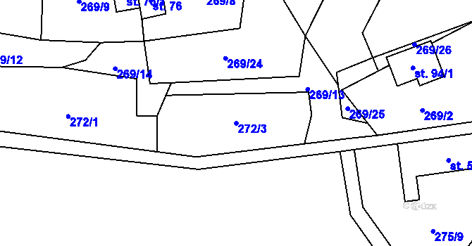 Parcela st. 272/3 v KÚ Synalov, Katastrální mapa