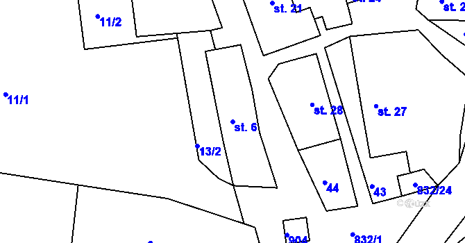 Parcela st. 6 v KÚ Bor u Chroustovic, Katastrální mapa