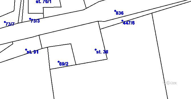 Parcela st. 38 v KÚ Bor u Chroustovic, Katastrální mapa