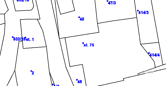 Parcela st. 75 v KÚ Bor u Chroustovic, Katastrální mapa