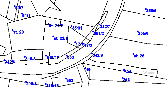 Parcela st. 17/2 v KÚ Brčekoly, Katastrální mapa