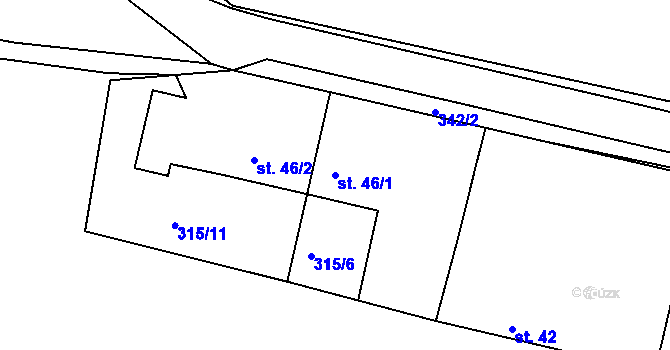 Parcela st. 46/1 v KÚ Brčekoly, Katastrální mapa