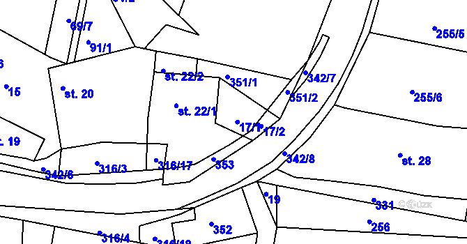 Parcela st. 17 v KÚ Brčekoly, Katastrální mapa