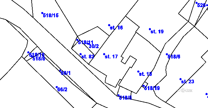 Parcela st. 17 v KÚ Synčany, Katastrální mapa