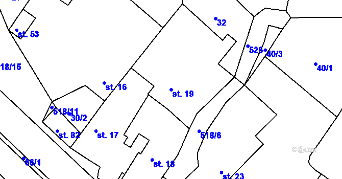 Parcela st. 19 v KÚ Synčany, Katastrální mapa