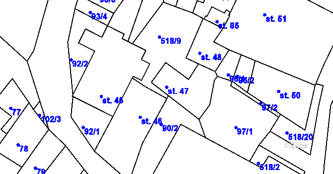 Parcela st. 47 v KÚ Synčany, Katastrální mapa