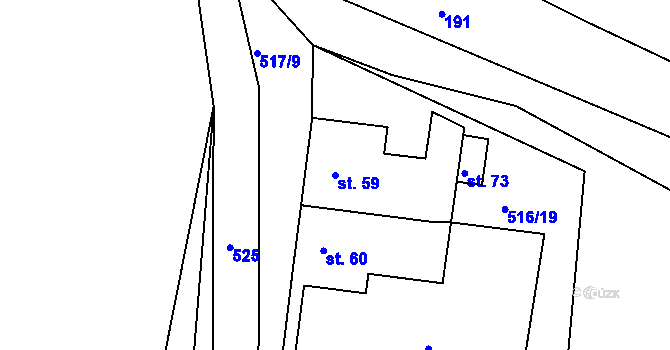 Parcela st. 59 v KÚ Synčany, Katastrální mapa