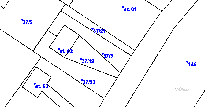 Parcela st. 37/3 v KÚ Synčany, Katastrální mapa