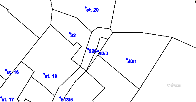 Parcela st. 40/3 v KÚ Synčany, Katastrální mapa