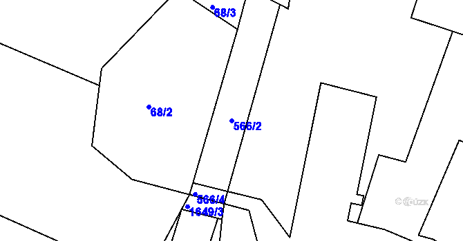 Parcela st. 566/2 v KÚ Synčany, Katastrální mapa