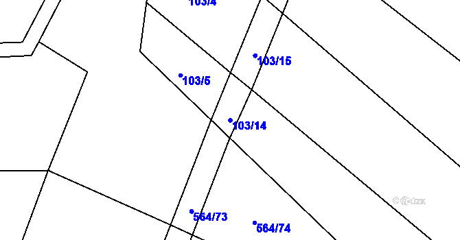 Parcela st. 103/14 v KÚ Synčany, Katastrální mapa