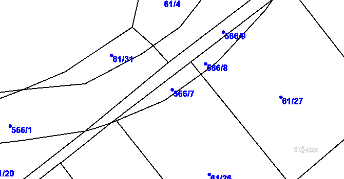 Parcela st. 566/7 v KÚ Synčany, Katastrální mapa