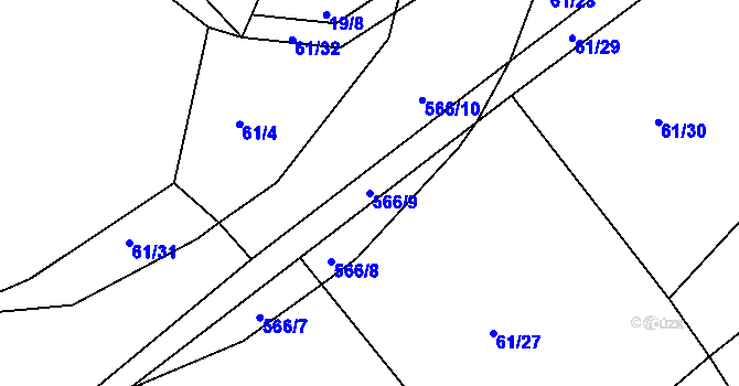 Parcela st. 566/9 v KÚ Synčany, Katastrální mapa