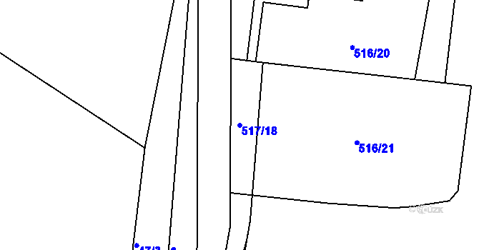 Parcela st. 517/18 v KÚ Synčany, Katastrální mapa