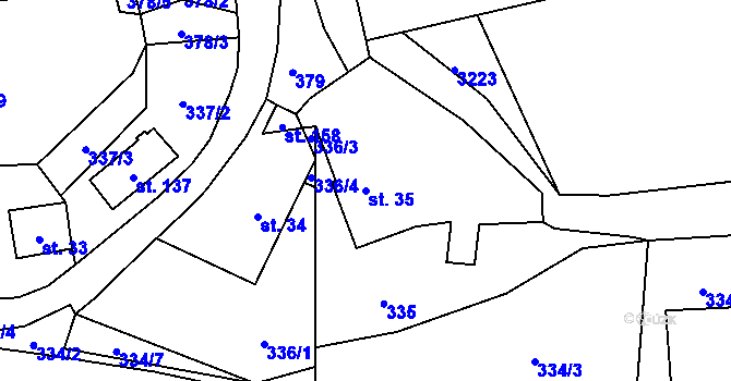 Parcela st. 35 v KÚ Slemeno u Rychnova nad Kněžnou, Katastrální mapa