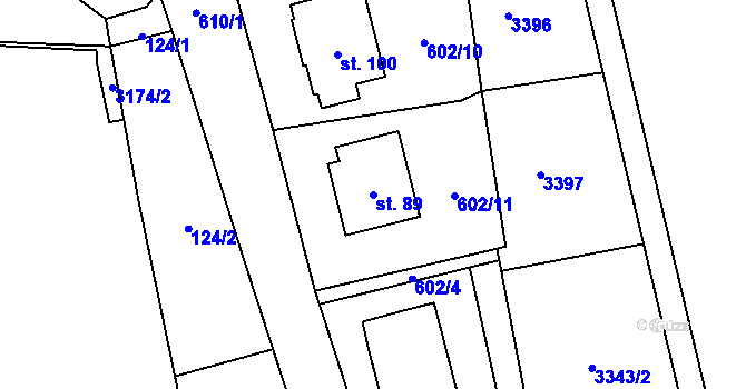 Parcela st. 89 v KÚ Synkov, Katastrální mapa